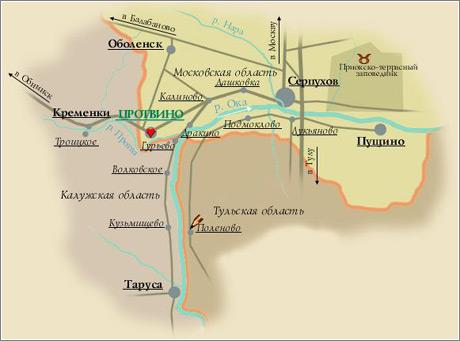 Схема проезда в Протвино
